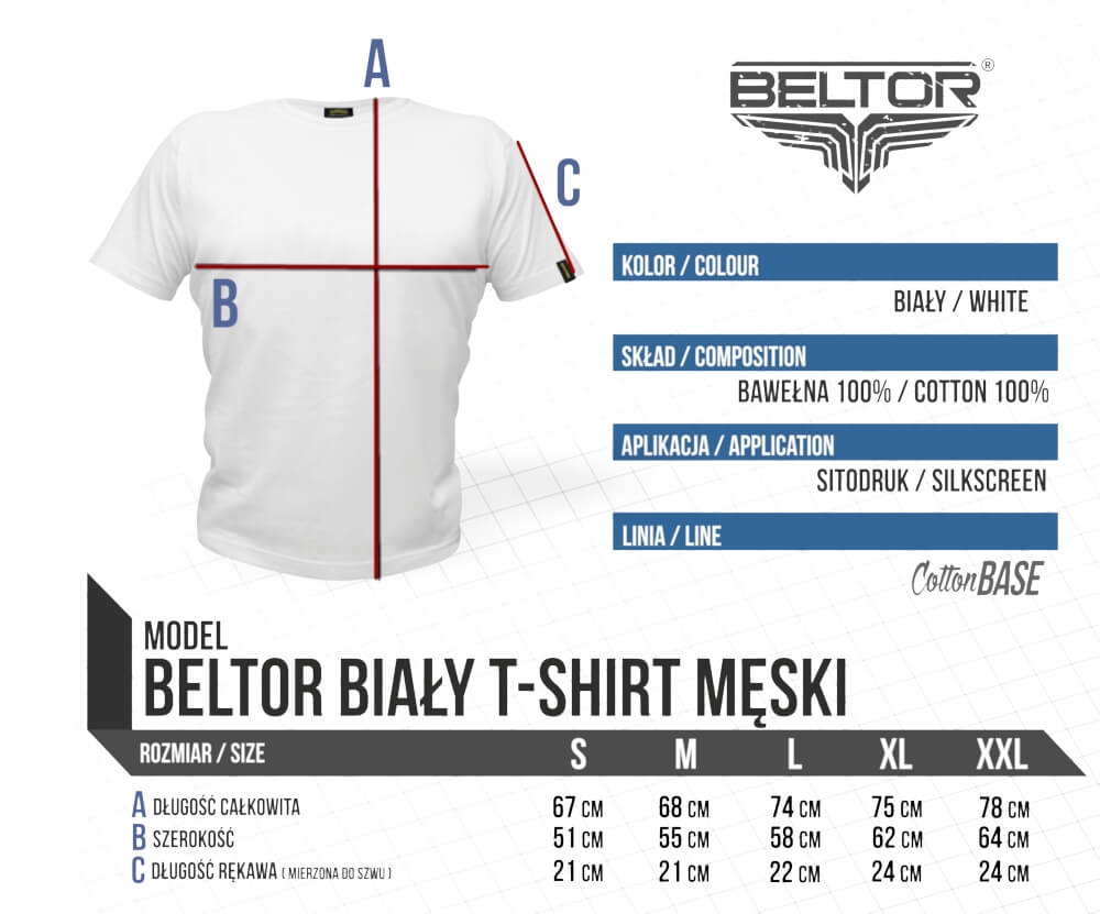 Beltor Fight Brand Classic t-shirt size chart