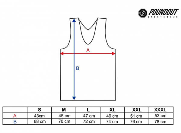 Poundout Tank Top Dry Expert size chart