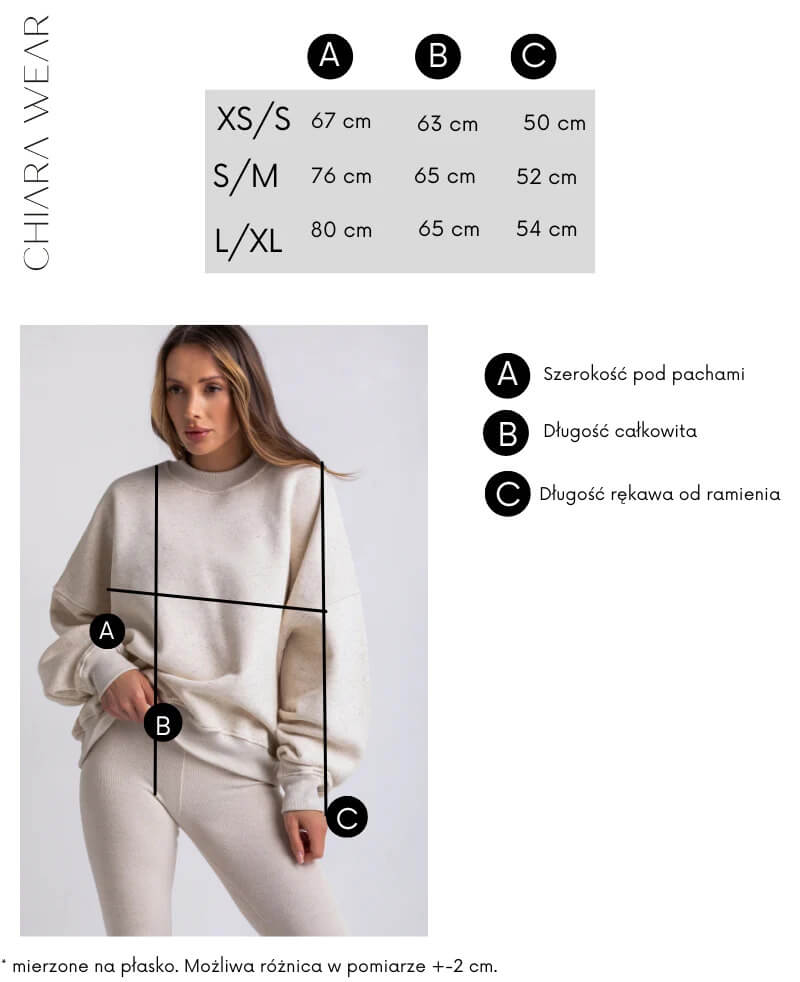 Bluza oversize konopia California tabela rozmiarów