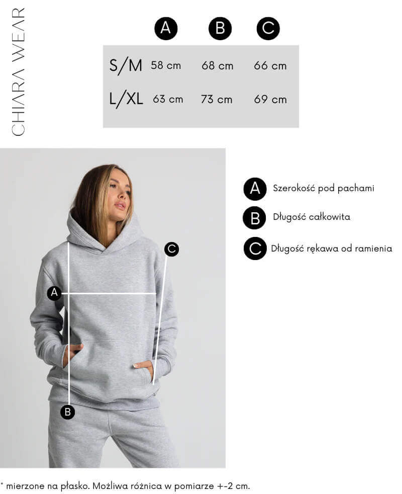 Chiara Wear Bluza Hoodie tabela wymiarów