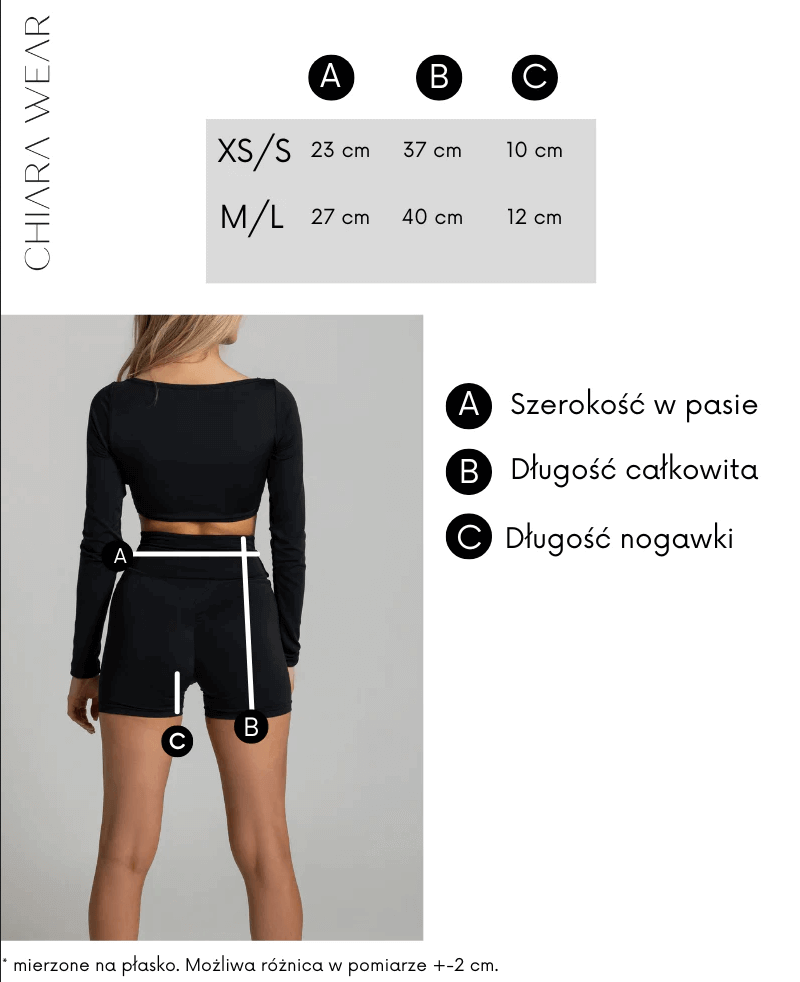 Chiara Wear Biker Shorts tabela wymiarów