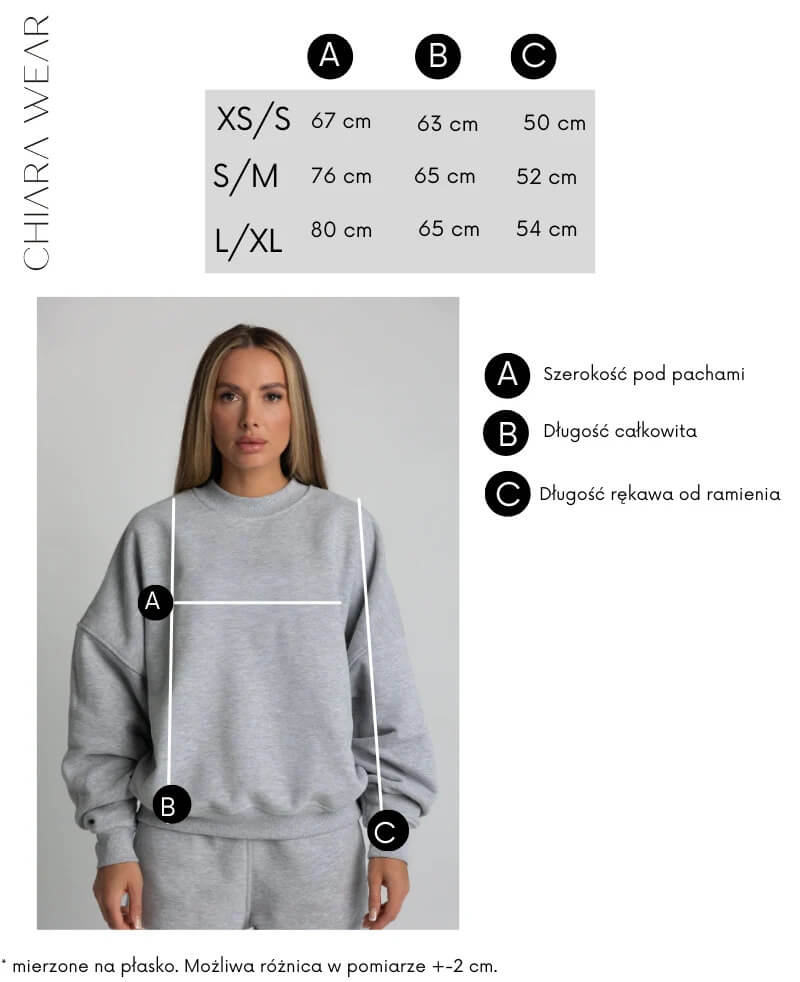 Chiara Wear Bluza oversize tabela wymiarów