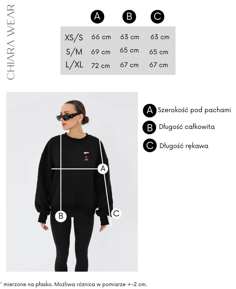 Chiara Wear bluza oversize Espresso Martini tabela wymiarów