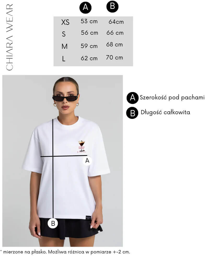 Chiara Wear T-shirt Oversize Espresso tabela wymiarów