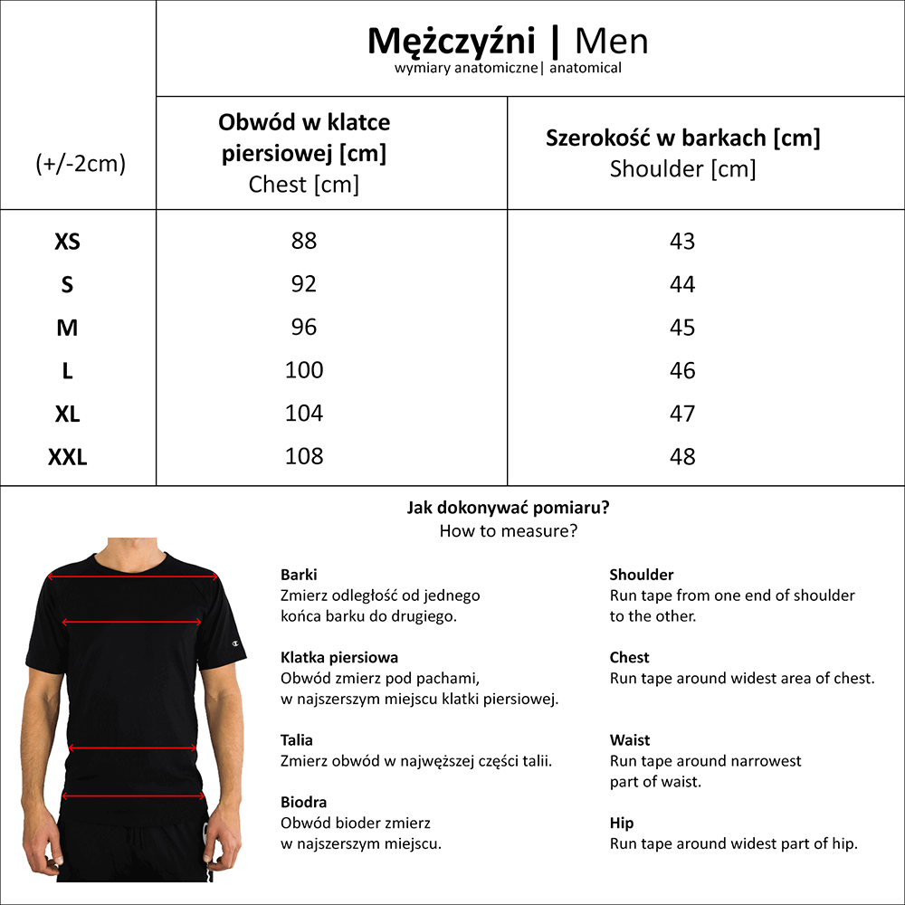 Champion size chart - top