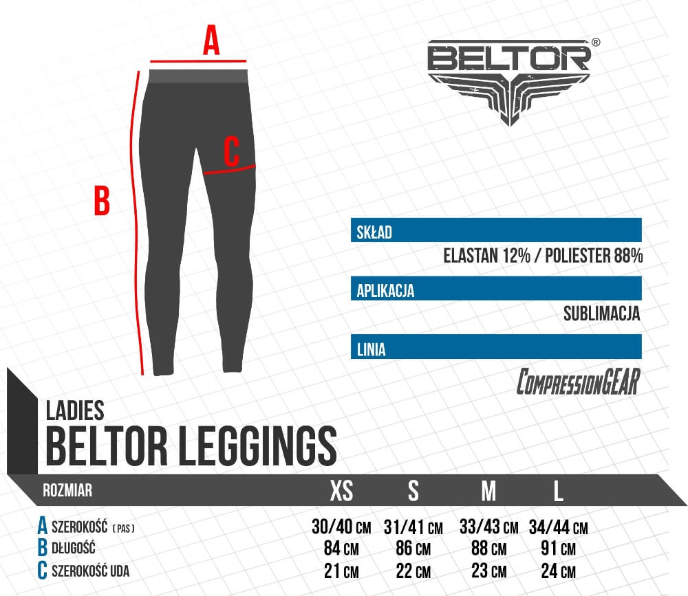 Beltor Women's Cosyone Leggings size chart