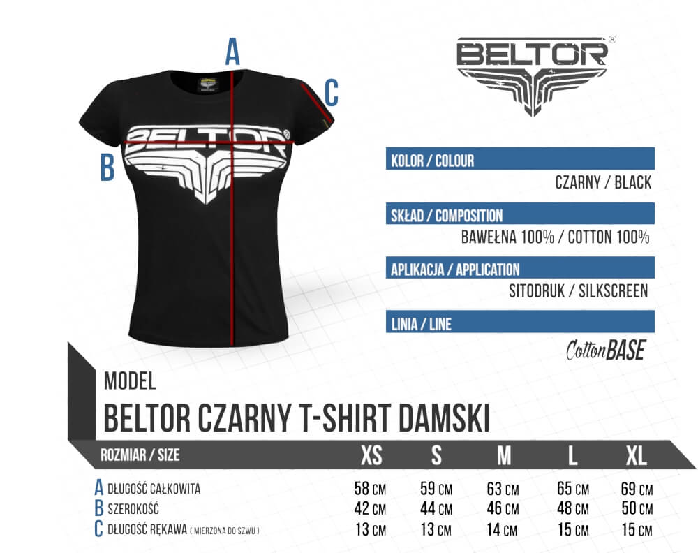 Beltor T-Shirt Fight Brand Girl Classic tabela wymiarów