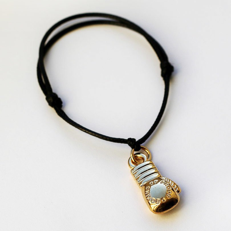 Fit Kolekcja BOXING GLOVE String Bracelet Black & Gold Gym