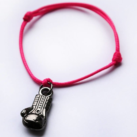 Fit Kolekcja - BOXING GLOVE String Bracelet - Neon Pink & Black