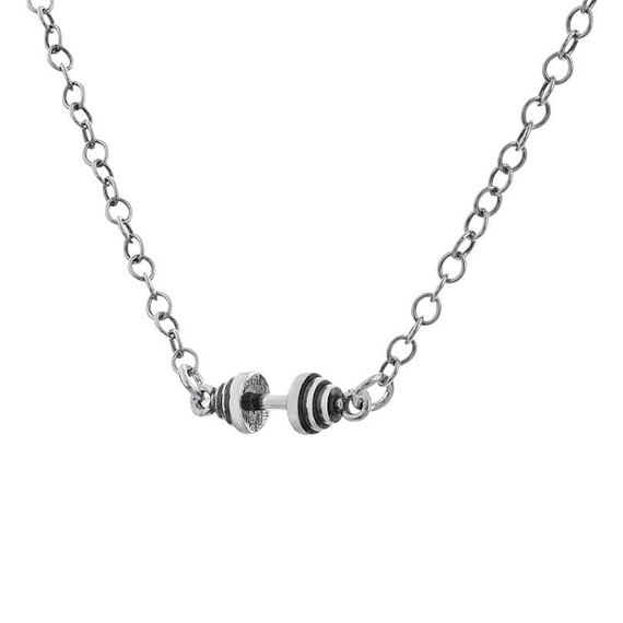 Fit Kolekcja - MINI DUMBBELL Necklace - Oxidised Sterling Silver