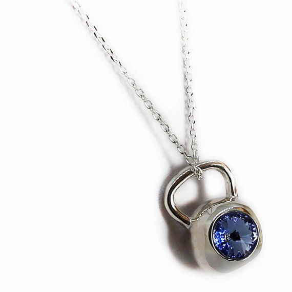 Fit Kolekcja - Sterling Silver Pendant KETTLEBELL SWAROVSKI Light Sapphire