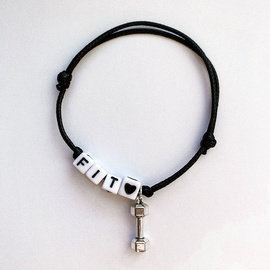 Fit Kolekcja - String Bracelet - FIT dumbbell 01 silver