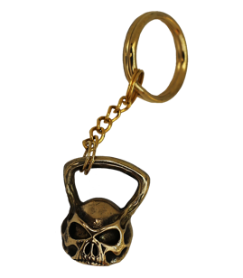 Lazy Superman - Brass Skull Kettlebell Keychain