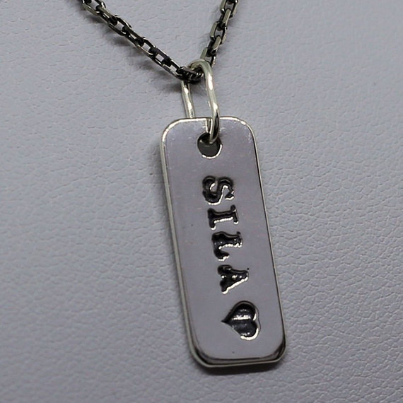 Fit Kolekcja - Zawieszka na łańcuszek srebrna blaszka SIŁA ❤