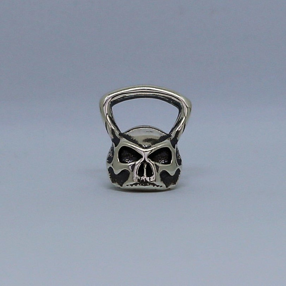Fit Kolekcja - Oxidised Sterling Silver Pendant SKULL KETTLEBELL