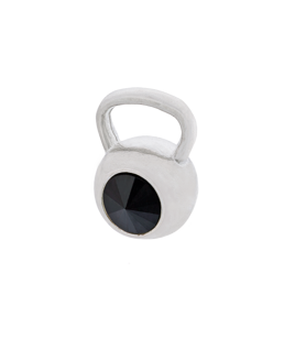 Fit Kolekcja - Sterling Silver Pendant KETTLEBELL SWAROVSKI Jet Hematite