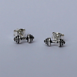 Fit Kolekcja - DUMBBELL Earrings Sterling Silver Studs
