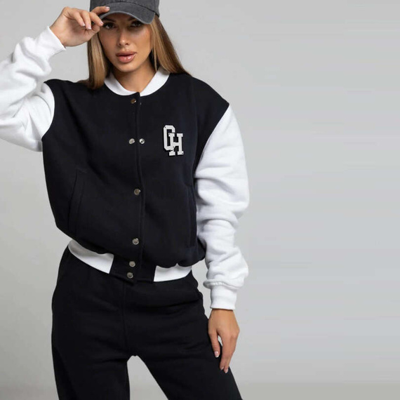 Chiara Wear - Two-colour embroidered baseball jacket CHIARA - black and white