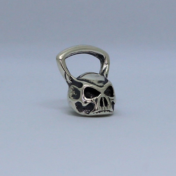 Fit Kolekcja - Oxidised Sterling Silver Pendant SKULL KETTLEBELL