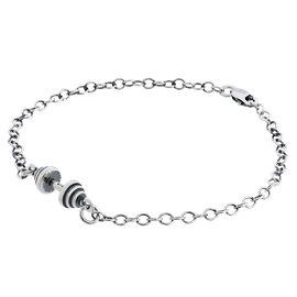 Fit Kolekcja - Set of Oxidised Sterling Silver Jewellery - MINI DUMBBELL Necklace & MINI DUMBBELL Bracelet