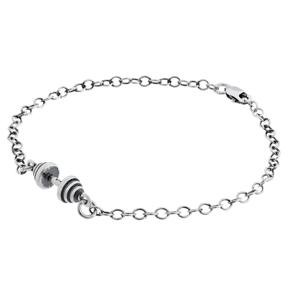 Fit Kolekcja - Set of Oxidised Sterling Silver Jewellery - MINI DUMBBELL Necklace & MINI DUMBBELL Bracelet