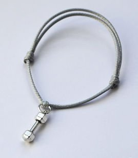 Fit Kolekcja - DUMBBELL String Bracelet - Light Grey