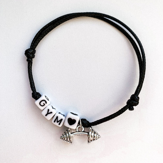 Fit Kolekcja - String Bracelet - GYM barbell 01 silver