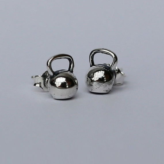 Fit Kolekcja - KETTLEBELL Earrings Sterling Silver Studs