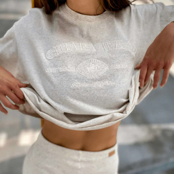 Chiara Wear - T-shirt damski oversize CALIFORNIA - konopia