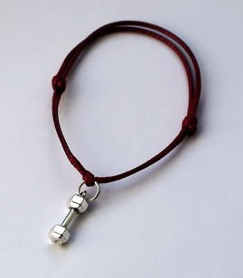 Fit Kolekcja - DUMBBELL String Bracelet - Red Wine