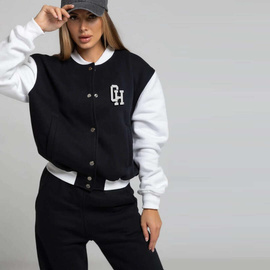 Chiara Wear - Two-colour embroidered baseball jacket CHIARA - black and white