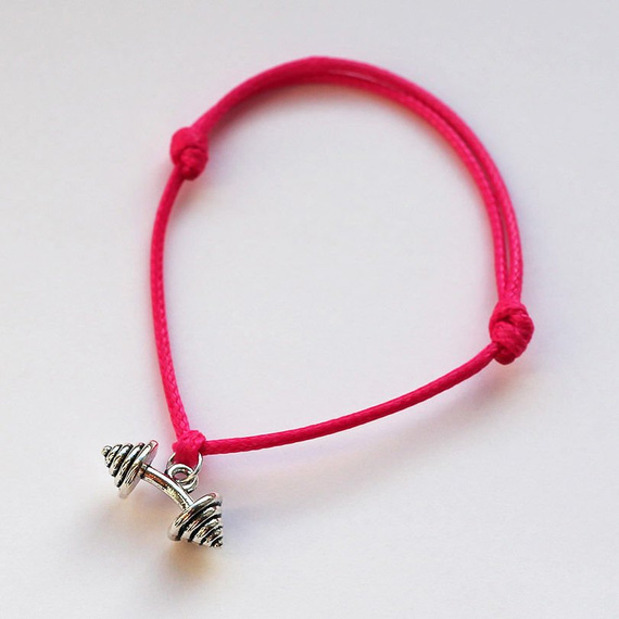 Fit Kolekcja - Bransoletka ze sznurka z wygiętą sztangą neon pink