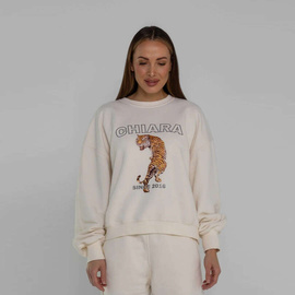 Chiara Wear - Women's Oversize Sweatshirt RETRO TIGER - ecru