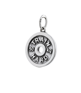 Fit Kolekcja - Oxidised Sterling Silver Pendant WEIGHT PLATE TRAIN HARD