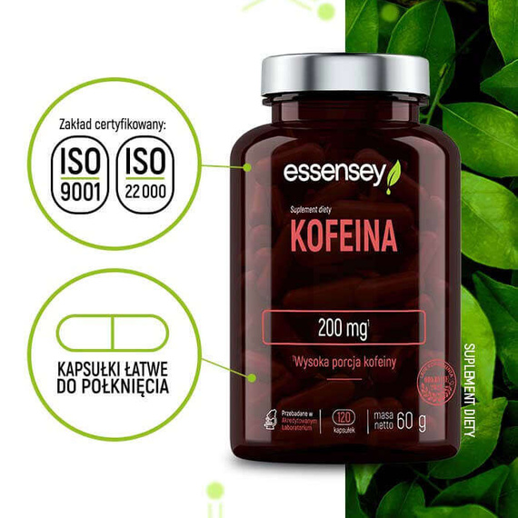 Essensey - Kofeina 200 mg - 120 kaps. KRÓTKA DATA 10.2025
