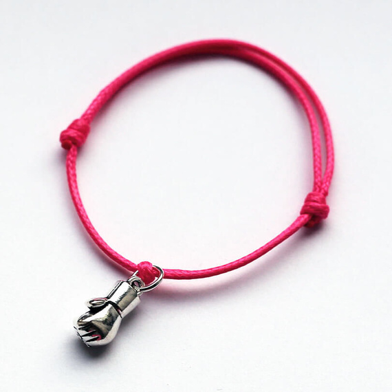 Fit Kolekcja - Bransoletka ze sznurka z rękawicą bokserską MINI neon pink