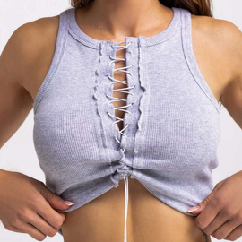 Chiara Wear - Top bokserka z wiązaniem - szary