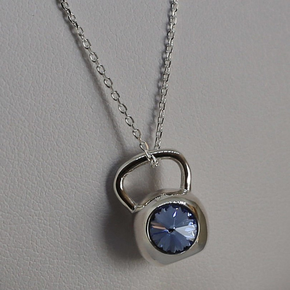 Fit Kolekcja - Sterling Silver Pendant KETTLEBELL SWAROVSKI Light Sapphire