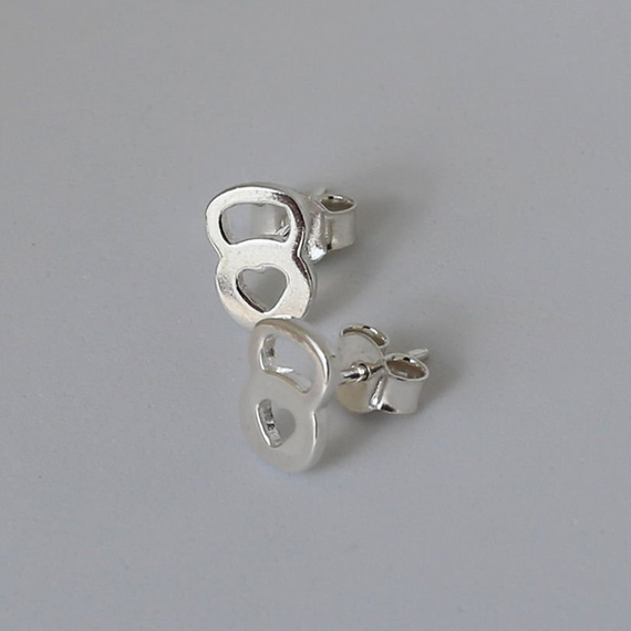 Fit Kolekcja - KETTLEBELL ❤ Earrings Sterling Silver Studs