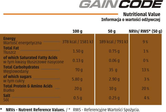 Human Code - Gain Code 3000 g - milky chocolate