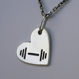 Fit Kolekcja - Oxidised Sterling Silver Pendant HEART AND DUMBBELL 01