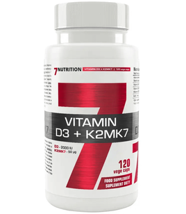 7Nutrition - Vitamin D3+K2MK7 - 120 vege caps.