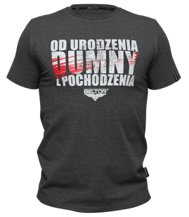 Beltor - Koszulka T-shirt Slim OD URODZENIA DUMNY Z POCHODZENIA grafitowy