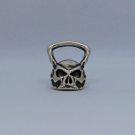 Fit Kolekcja - Oxidised Sterling Silver Pendant SKULL KETTLEBELL