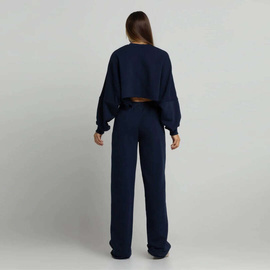 Chiara Wear - Bluza damska SHORT haft CALIFORNIA - granatowo-beżowa