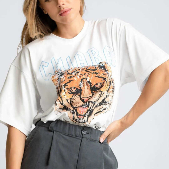 Chiara Wear - T-shirt oversize ROAR - white