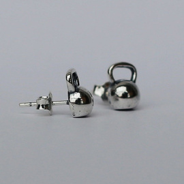 Fit Kolekcja - KETTLEBELL Earrings Sterling Silver Studs
