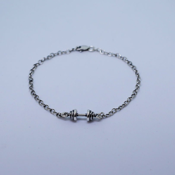 Fit Kolekcja - MINI DUMBBELL Bracelet - Oxidised Sterling Silver