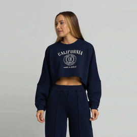 Chiara Wear - Bluza damska SHORT haft CALIFORNIA - granatowo-beżowa