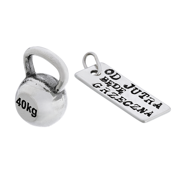 Fit Kolekcja - Srebrne zawieszki na łańcuszek KETTLEBELL 001 / OD JUTRA...